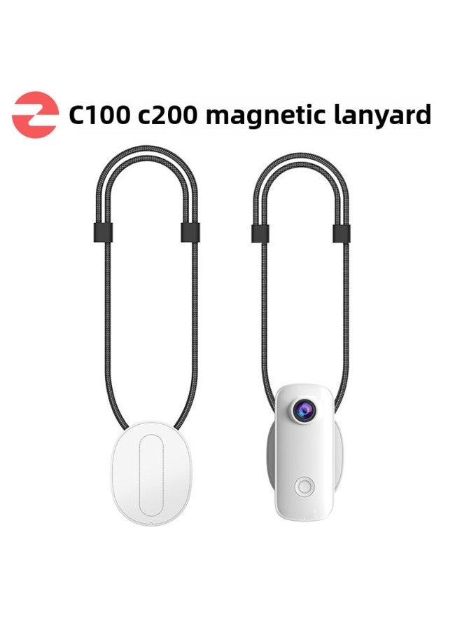 Beauenty SJCAM C100/C200/C300 Special Magnetic Lanyard Liberation Fixed Back Clip Running Record Camera-Color:C100 Magnetic Lanyard White - Image 2