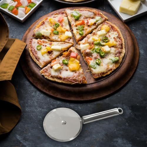 ADD2CART Stainless Steel Pizza Cutter: 1 Piece, Multipurpose Kitchen Slicing Tool, Easy-Grip Handle, Durable Blade, Perfect for Cutting Breads, Pastry Cakes, Paratha Wheel Smooth Rotating Slicer - Image 2