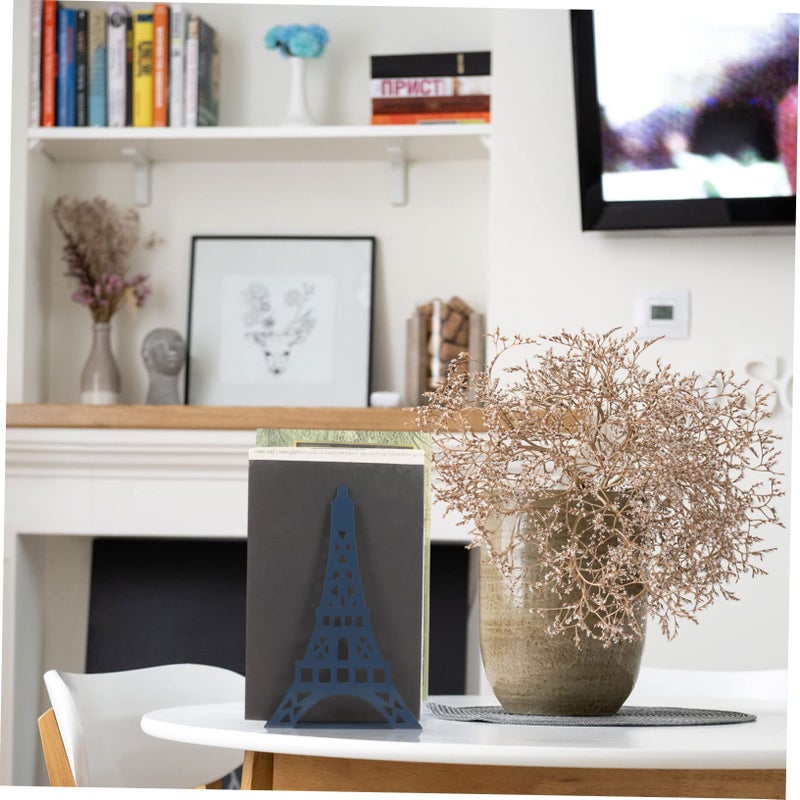 2 Pcs Tower Shape Metal Bookends Decorative Book Holders With Non Slip Pads Sturdy Design For Home Office Desk Bookshelf Study Room Library Organization - Image 4