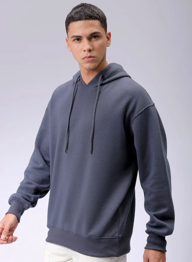 شركة المرآب الهندية Men Oversized Solid Overhead Hooded Sweatshirt