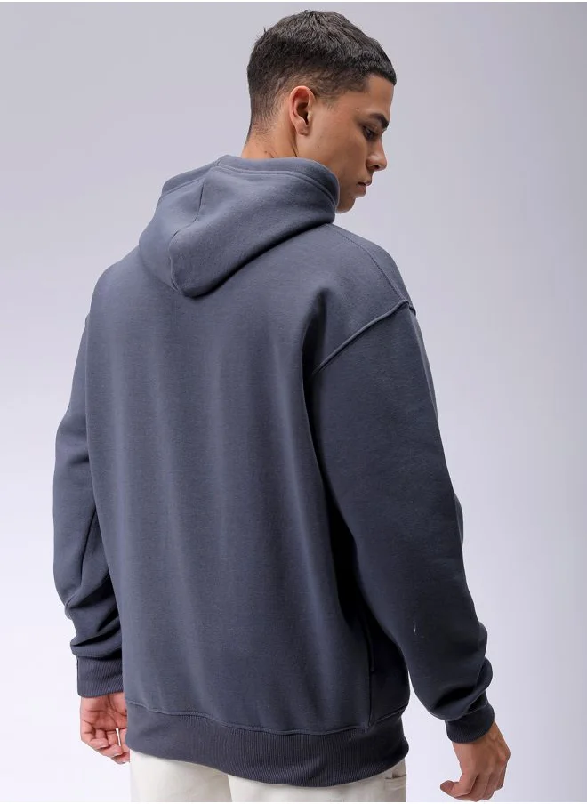 شركة المرآب الهندية Men Oversized Solid Overhead Hooded Sweatshirt