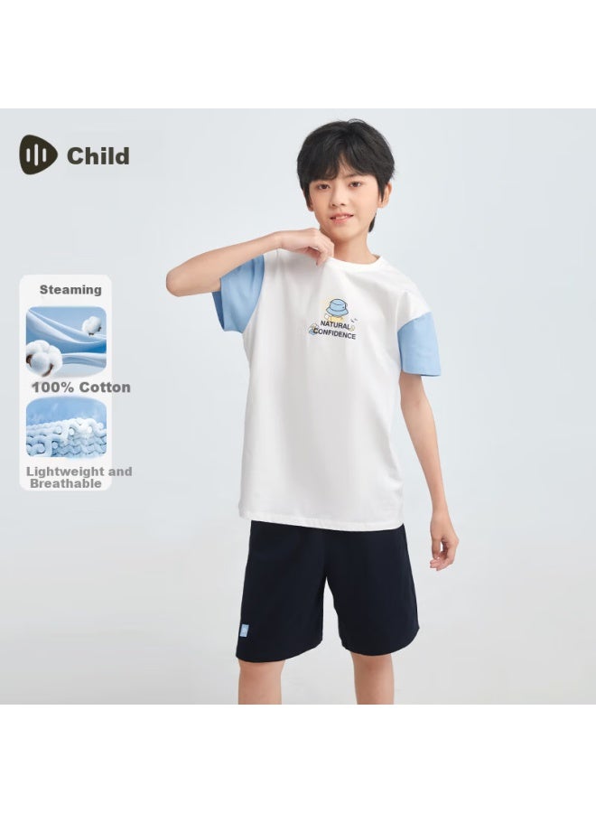 Souhait Boys' Shorts And Short Sleeve Set  Summer Children's Pants And T-shirt Off-white 150 - Image 1