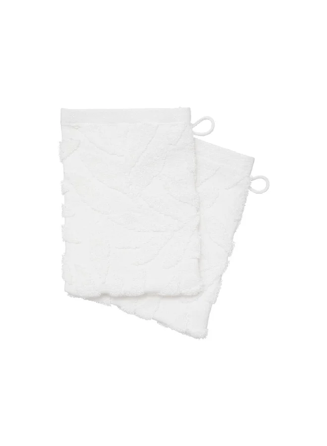 atmosphera 2-Piece Jacquard Fabric Washcloth Set White 15 x 21 cm 194375Z