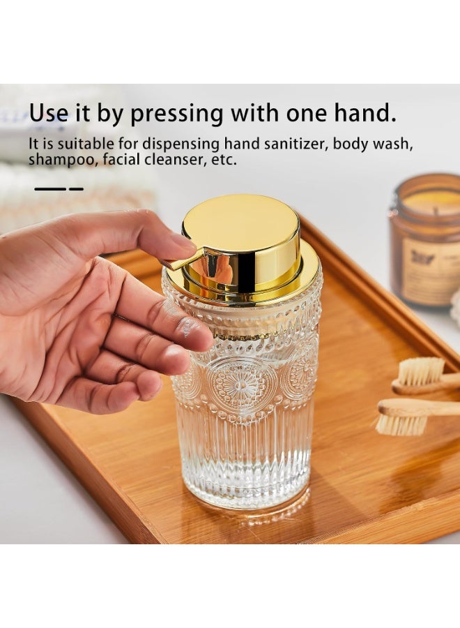 Hugifts Foam hand sanitizer dispenser, 360ml travel pump bottle, glass foam hand sanitizer dispenser, refillable liquid hand sanitizer dispenser, luxury rippled lotion bottle, leak-proof shampoo container for bathroom and kitchen, elegant liquid soap bottle, home storage gift, durable toiletries container, hotel suitable. - Image 4
