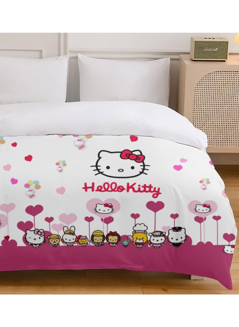 Sanrio Hello Kitty pattern bedding three-piece set of soft microfiber polyester sheets including duvet cover and two pillowcases (cover size 150cmX200cm)  - Image 2