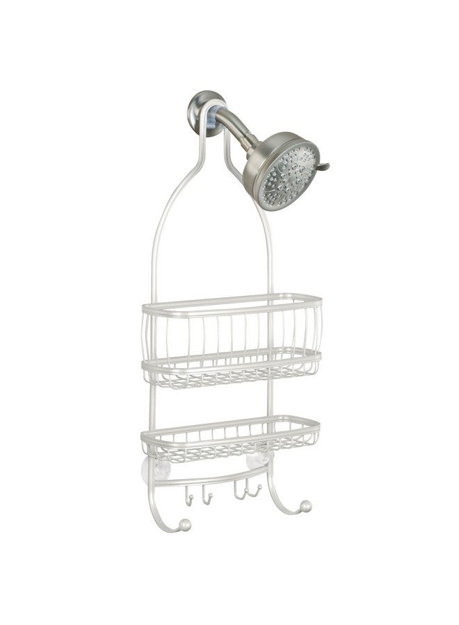 IDesign iDesign - 61974 York Metal Wire Hanging Shower Caddy, Extra Wide Space for Shampoo, Conditioner, and Soap with Hooks for Razors, Towels, and More, 10" x 4" x 22", Pearl White  - Image 4