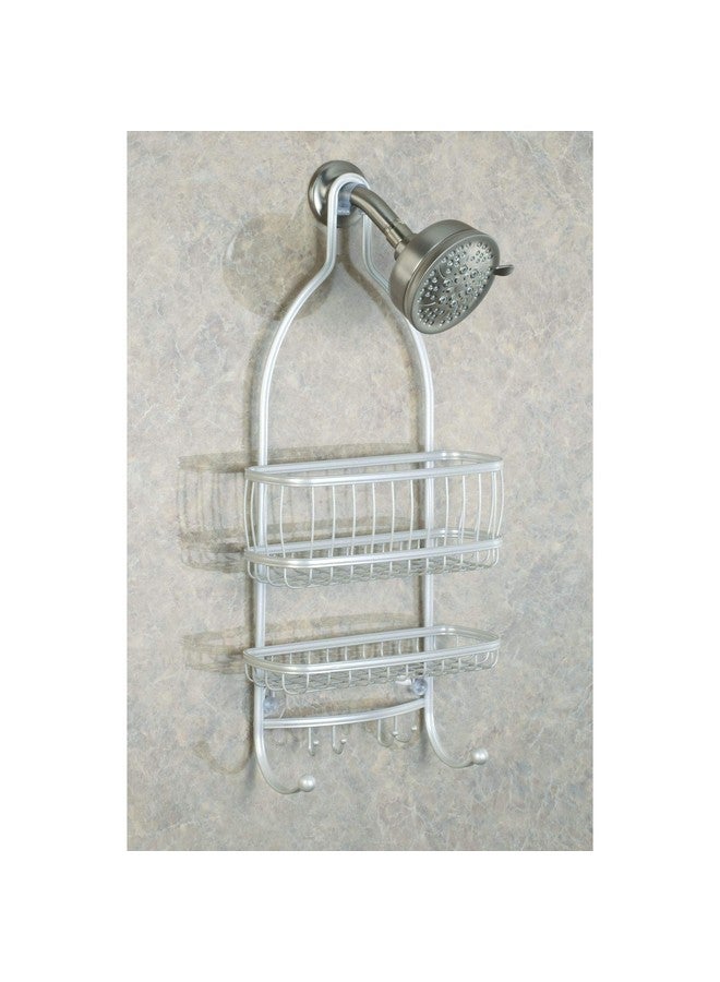 IDesign iDesign - 61974 York Metal Wire Hanging Shower Caddy, Extra Wide Space for Shampoo, Conditioner, and Soap with Hooks for Razors, Towels, and More, 10" x 4" x 22", Pearl White  - Image 5