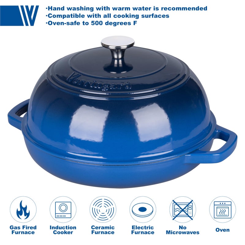 VORRINGARD Enameled Cast Iron Dutch Oven Pot with Lid, Bread Oven for Sourdough Bread Baking, Dutch Ovens with Bread Proofing Basket& Baking Supplies Set, 6 Quart, Blue - Image 3