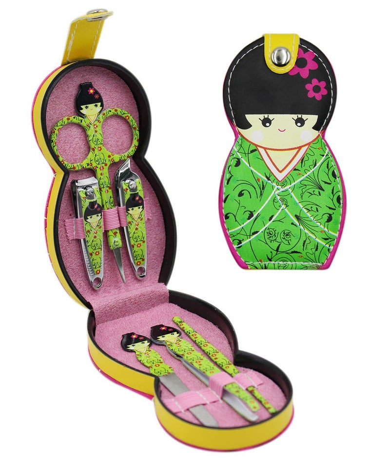 Aibearty Adorable Russian Doll Pattern Stainless Nail Clippers Set of 6Pcs, Professional Grooming Kit, Nail Tools with Luxurious Travel Case - Image 1