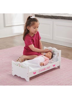 Badger Basket Badger Basket Doll Bed with Bedding for 18 to 20-Inch Dolls - Elegant White and Pink Rose Design for Imaginative Play  - Image 5
