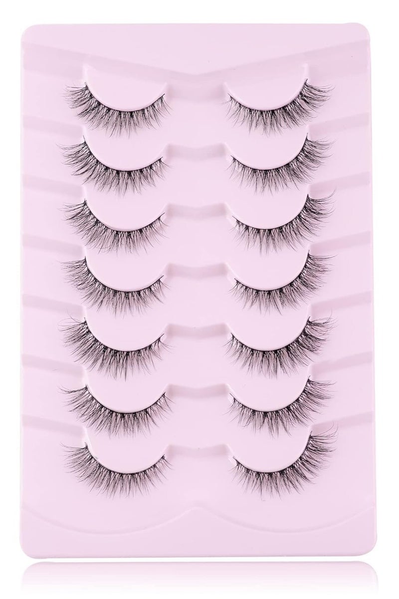 BOSART Natural Lashes Wispy Lashes Natural Look False Eyelashes Natural Flared Eyelashes False Eye Lashes Soft Fluffy Lashes 7 Pairs D1 Natural (6-13MM) - Image 5