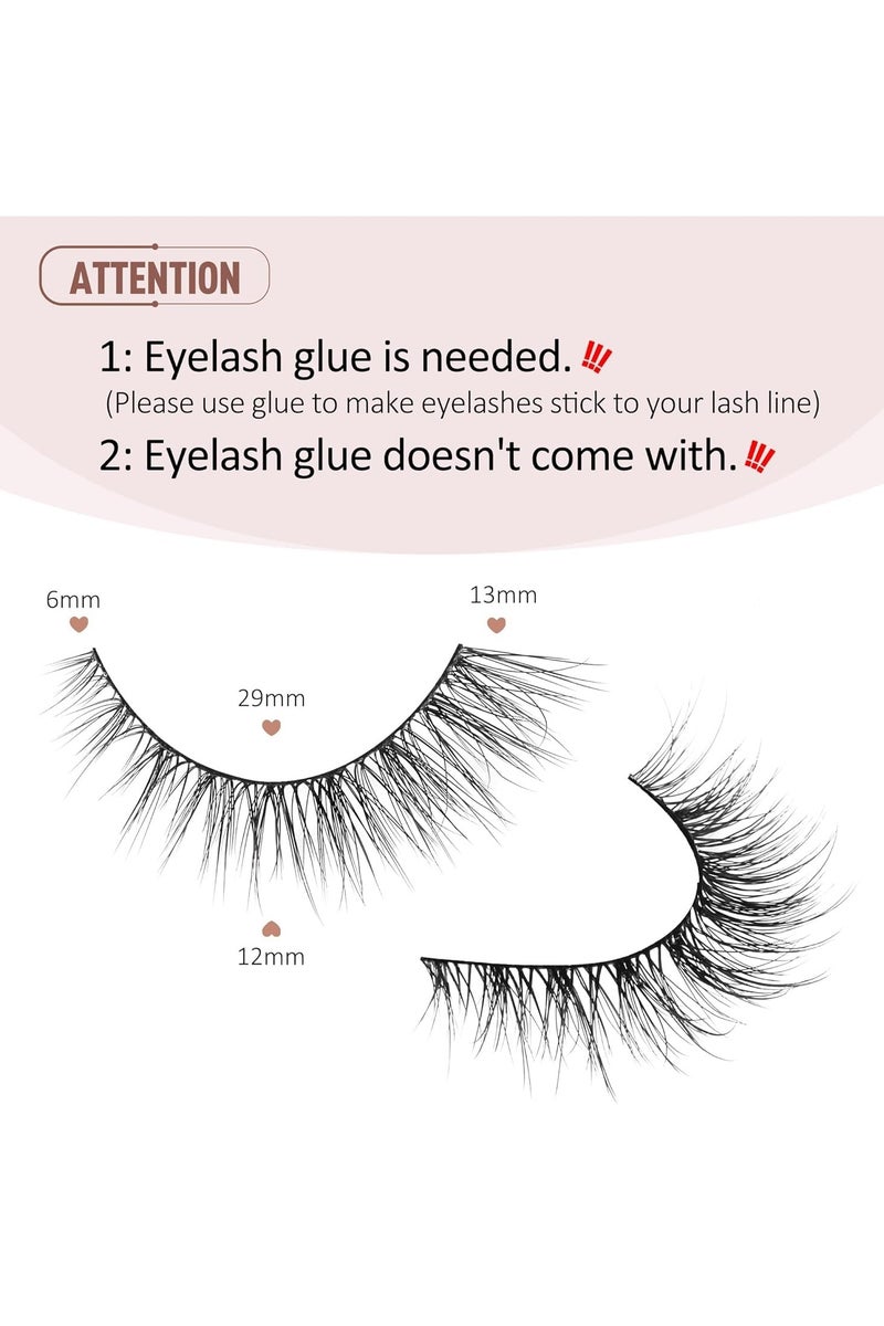BOSART Natural Lashes Wispy Lashes Natural Look False Eyelashes Natural Flared Eyelashes False Eye Lashes Soft Fluffy Lashes 7 Pairs D1 Natural (6-13MM) - Image 4