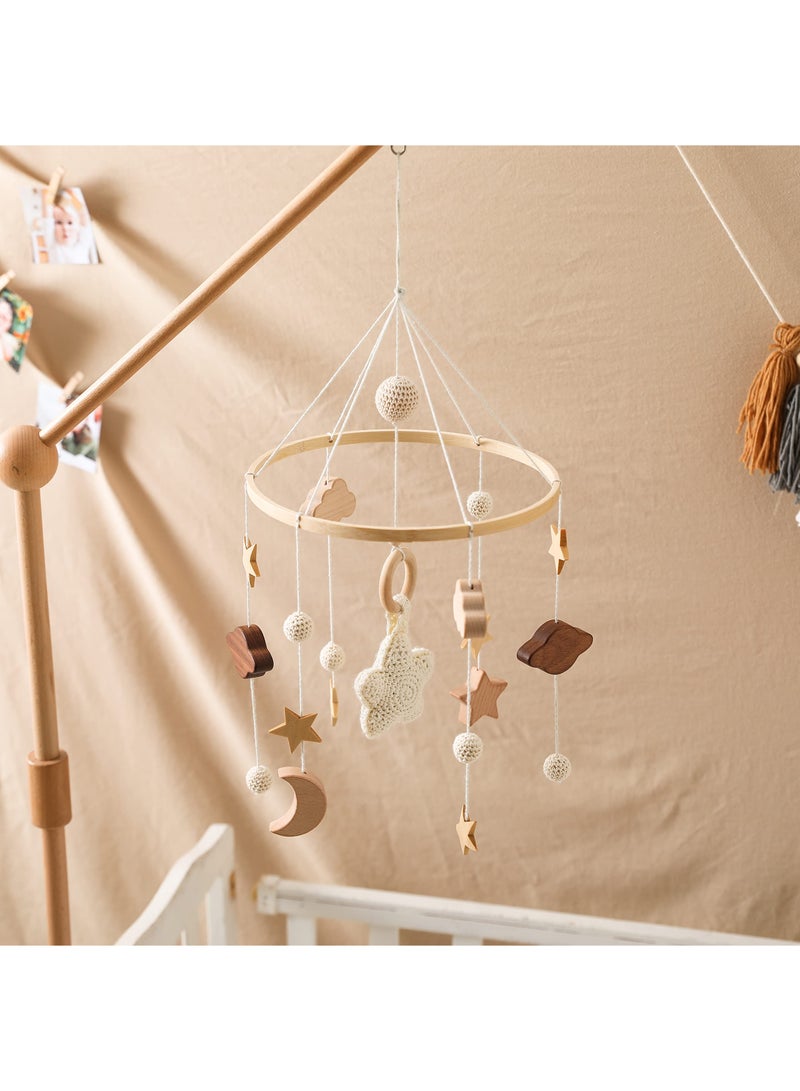 Hand-Crocheted Baby Crib Mobile for Boys and Girls, Boho Nursery Decor, Gender Neutral Wooden Bed Bell Toy, Montessori Hanging Mobile for Newborns, Perfect for Crib Decoration.  - Image 2
