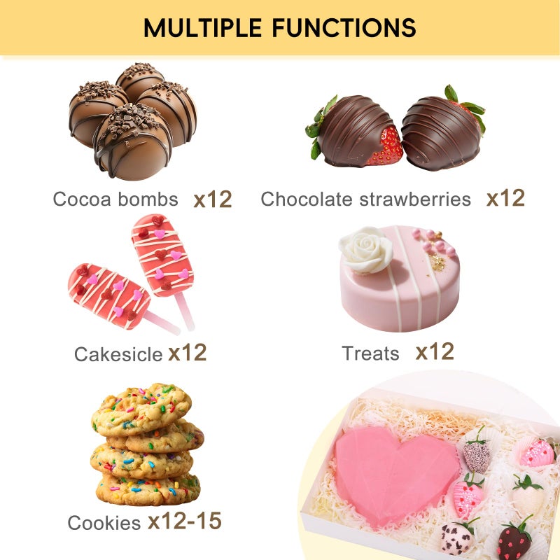 TOMNK 7pcs Cookie Boxes, 12x8x2.5 Inches White Bakery Boxes with 3 Style Window for Chocolate Covered Strawberries, Treats, Breakable Heart, Pastries, Desserts and Cake Pops - Image 4