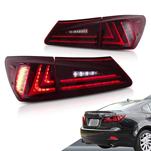 VLAND Led Tail lights Compatible with Base Sedan Lexus IS250 IS350 IS22d 2006-2013 ISF 4-Door 2008-2015(Not for IS250C/350C) Clear/Red - Image 1