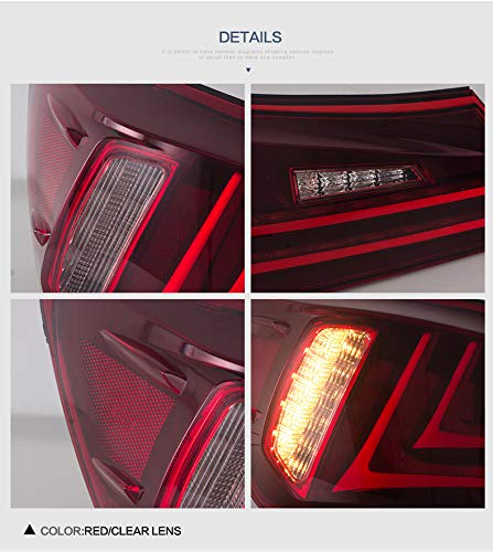 VLAND Led Tail lights Compatible with Base Sedan Lexus IS250 IS350 IS22d 2006-2013 ISF 4-Door 2008-2015(Not for IS250C/350C) Clear/Red - Image 4