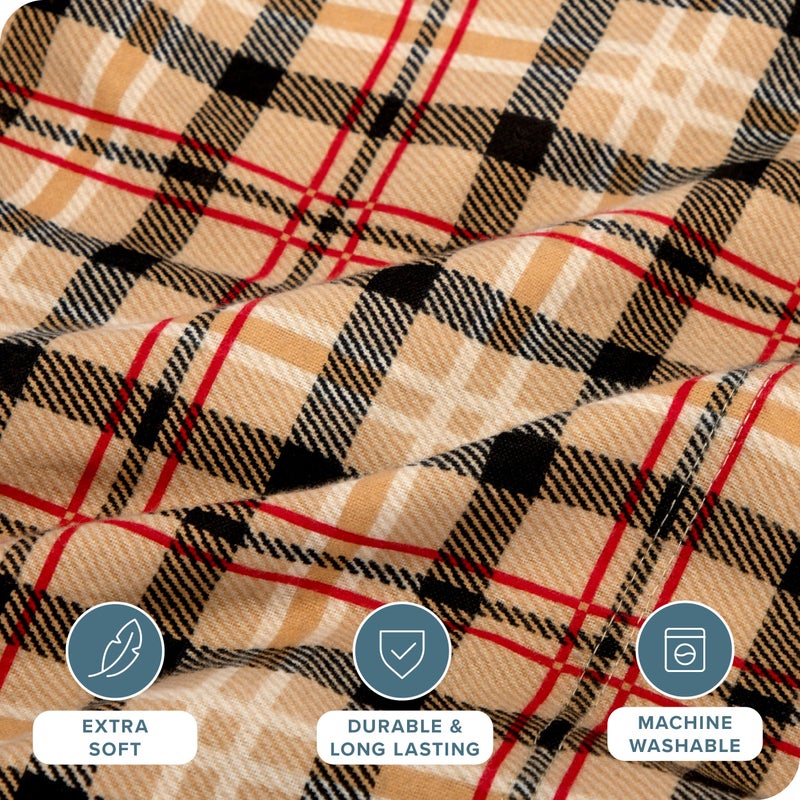 Bare Home Flannel Duvet Cover Set - Queen - 100% Cotton, Velvety Soft Heavyweight Premium Flannel, Double Brushed - Includes Sham Pillow Covers (Queen, Red Lodge Plaid) - Image 4