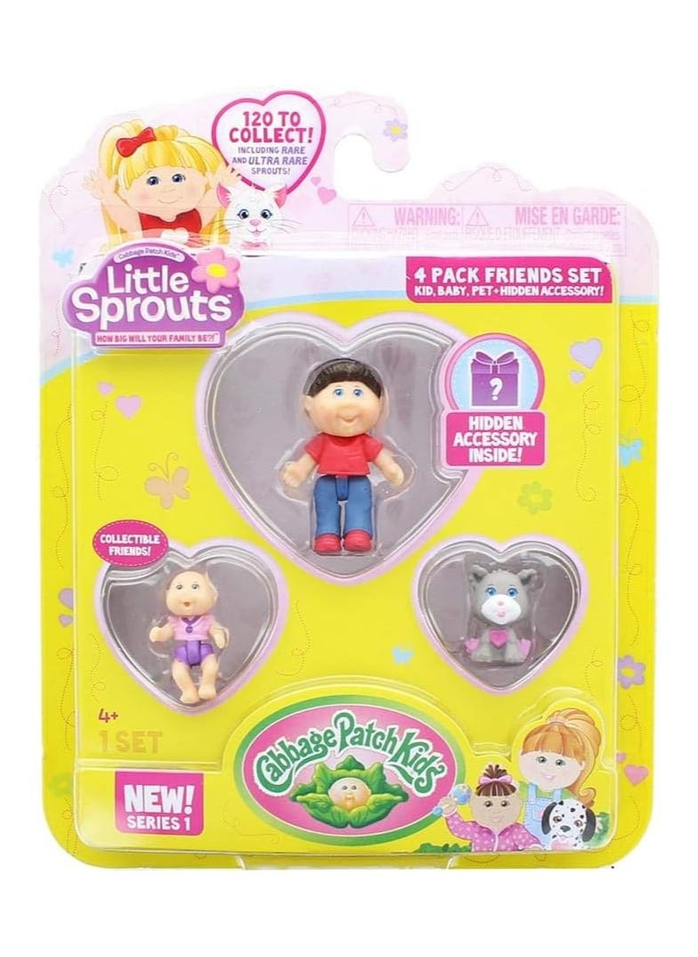 Cabbage Patch Kids Little Sprouts 4-Pack Friends Set with Michael Jay, Harlow Elizabeth & Hammy 