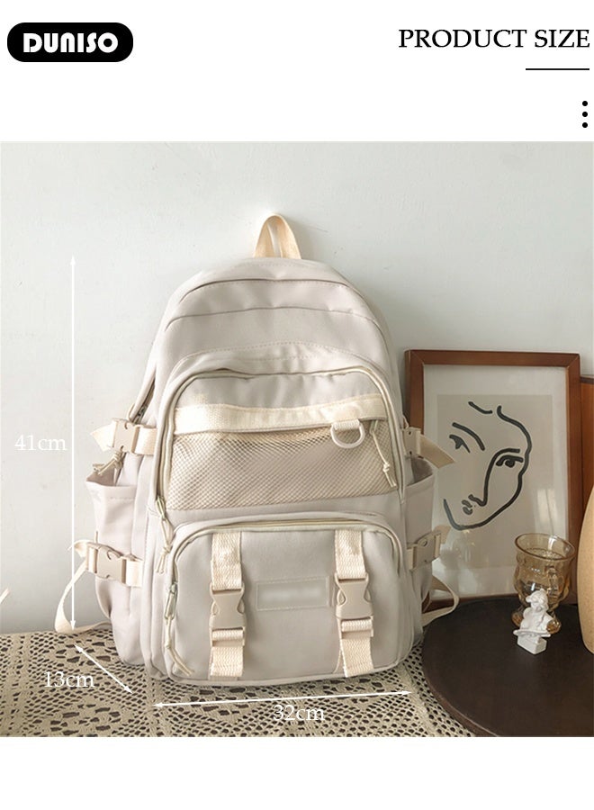 DUNISO حقيبة ظهر مدرسية للأطفال، حقيبة ظهر كبيرة السعة للبنات، حقيبة مدرسية خفيفة الوزن للفتيات المراهقات، حقيبة كتب مع مقصورات للمدرسة الابتدائية - Image 2