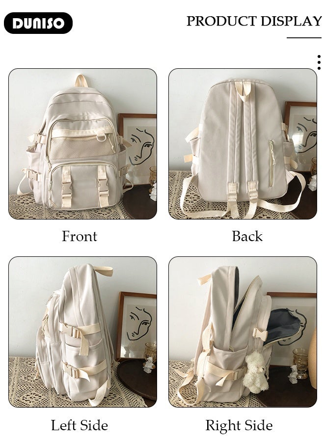 DUNISO حقيبة ظهر مدرسية للأطفال، حقيبة ظهر كبيرة السعة للبنات، حقيبة مدرسية خفيفة الوزن للفتيات المراهقات، حقيبة كتب مع مقصورات للمدرسة الابتدائية - Image 4