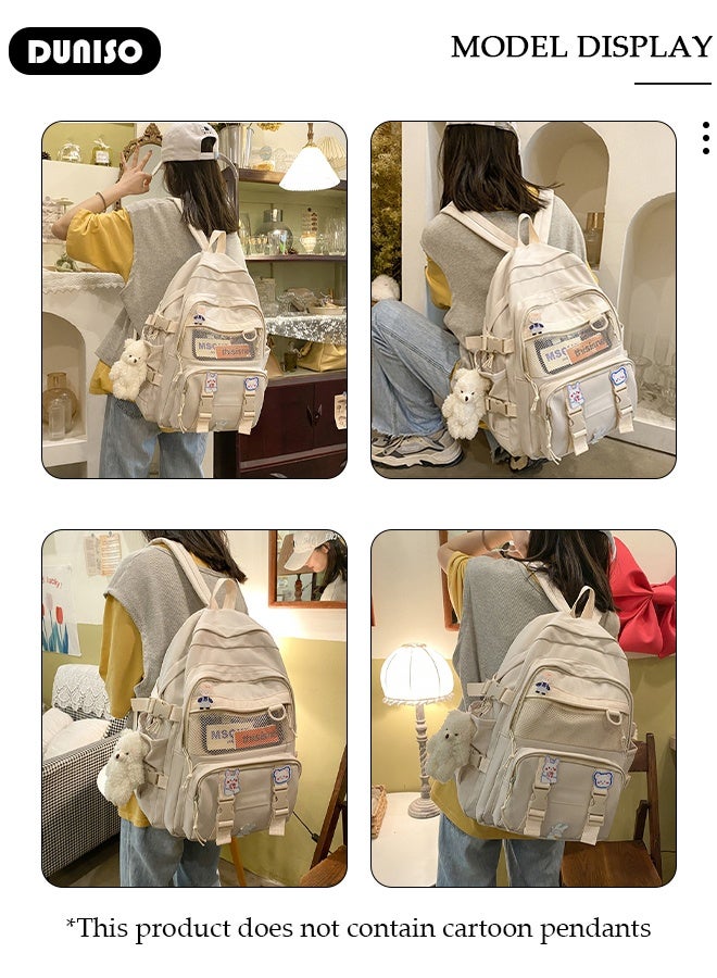 DUNISO حقيبة ظهر مدرسية للأطفال، حقيبة ظهر كبيرة السعة للبنات، حقيبة مدرسية خفيفة الوزن للفتيات المراهقات، حقيبة كتب مع مقصورات للمدرسة الابتدائية - Image 5