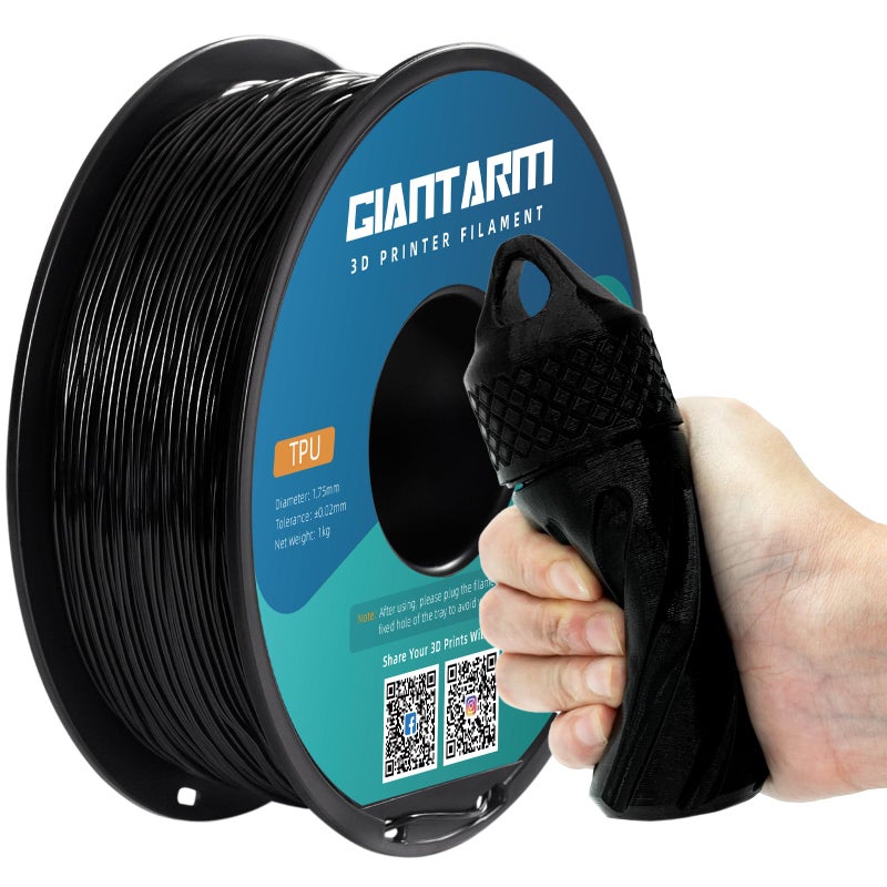 GIANTARM TPU Filament 175mm Flexible Soft 3D Printer Consumables Black95A 1kg Spool 22 lbs Dimensional Accuracy 005 mm