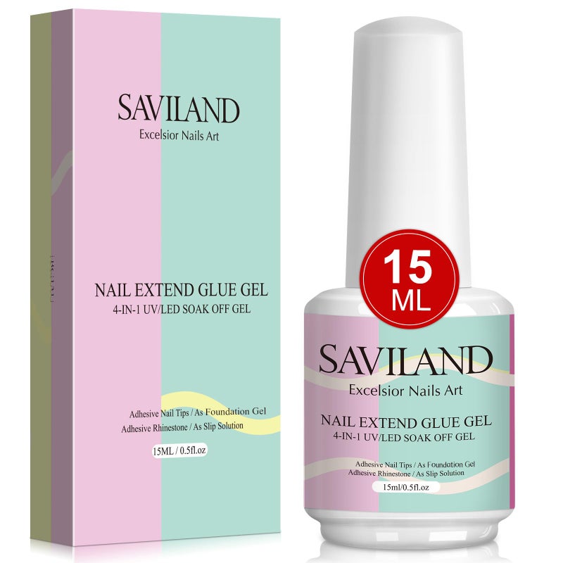 SAVILAND Gel Nail Glue: 15 ML Gel Nail Glue U V Nail Glues Super Strong Nail Glues for Press Ons, Long Lasting Nail Tips Manicure Art Tool Nail Lamp Needed - Image 1