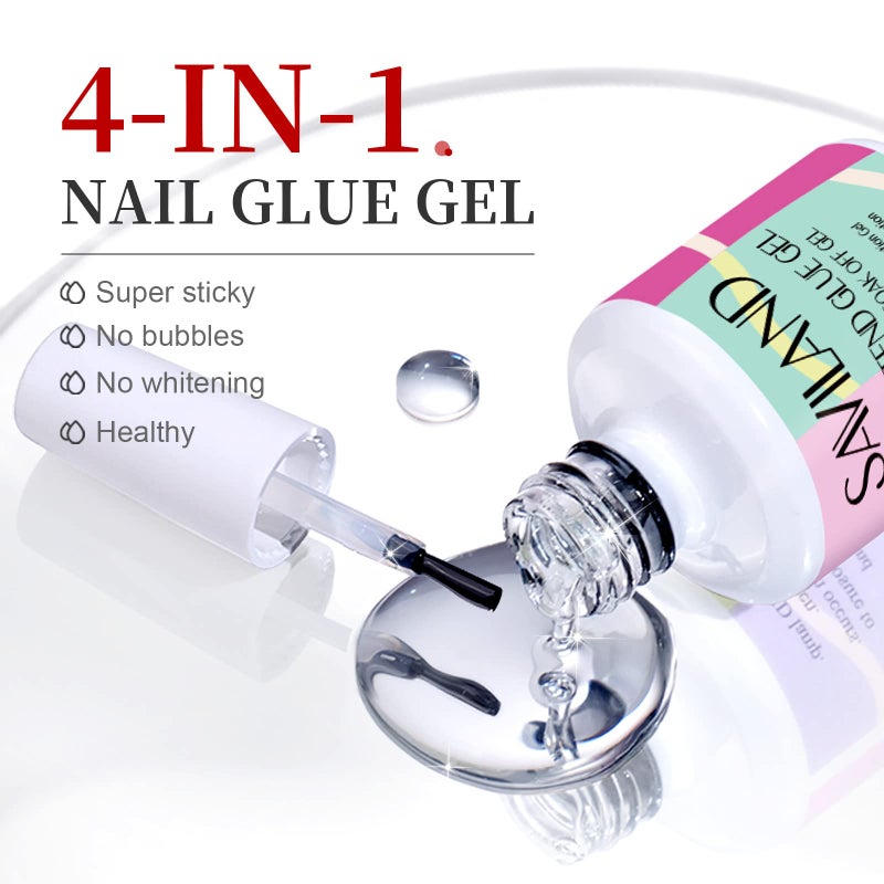 SAVILAND Gel Nail Glue: 15 ML Gel Nail Glue U V Nail Glues Super Strong Nail Glues for Press Ons, Long Lasting Nail Tips Manicure Art Tool Nail Lamp Needed - Image 2
