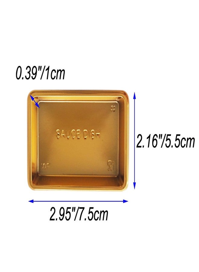 Proshopping Disposable Small Sushi Tray, Plastic Mini Dipping Bowls, Tiny Serving Rectangle Plates, Soy Sauce Dishes, Seasoning Platter for Parties, BBQ, Home, Restaurant - 100PCS, Gold - Image 2