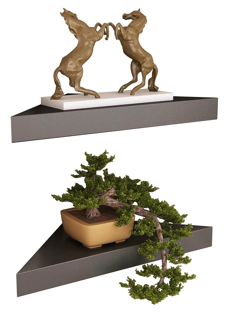 سي او أرماء طقم 2 رفوف زاوية خشبية عائمة صغيرة تثبت على الحائط - Image 2