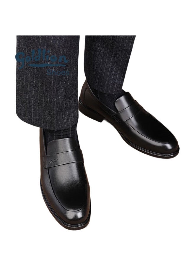 Goldlion Men'S Shoes, Business Casual Formal Shoes, Comfortable Lightweight Breathable Fashionable Leather Shoes, 50383013701A-Black 41 - Image 1
