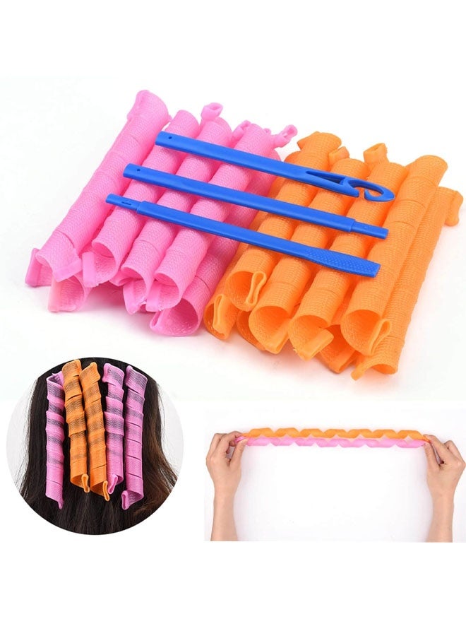 مجموعة مكونة من 10 بكرات شعر حلزونية بدون حرارة مع خطافات تصفيف شعر إضافية - Image 2