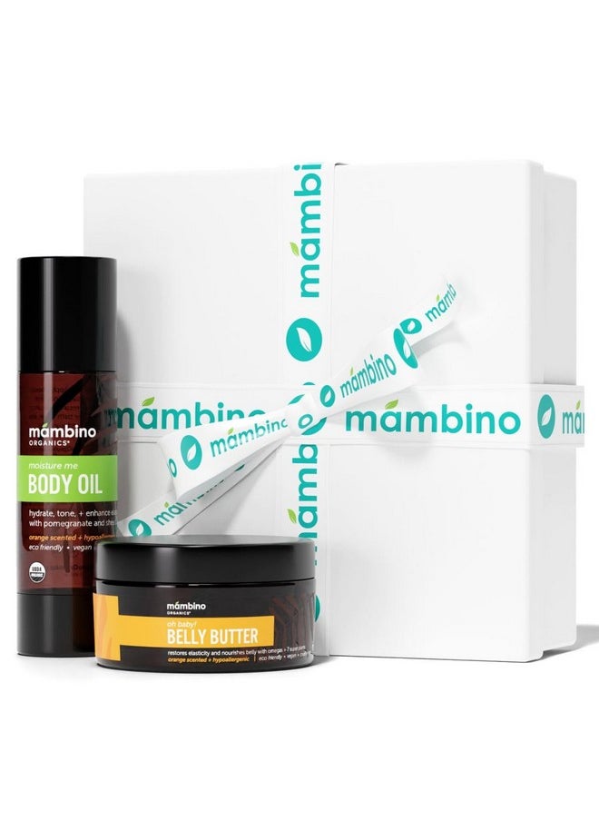 Mambino Organics Organic Skincare Gift For Pregnant Womengift Box With Moisturizing Body Oil & Belly Butterantistretch Duo Kit  - Image 1