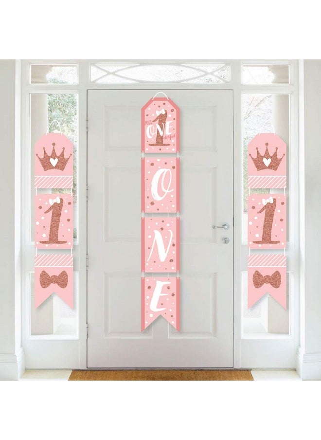 Big Dot of Happiness Big Dot of Happiness 1st Birthday Little Miss Onederful - Hanging Vertical Paper Door Banners - Girl First Birthday Party Wall Decoration Kit - Indoor Door Decor  - Image 1