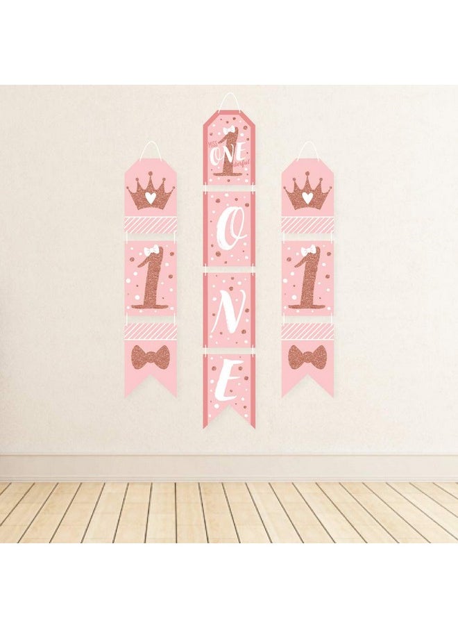 Big Dot of Happiness Big Dot of Happiness 1st Birthday Little Miss Onederful - Hanging Vertical Paper Door Banners - Girl First Birthday Party Wall Decoration Kit - Indoor Door Decor  - Image 3