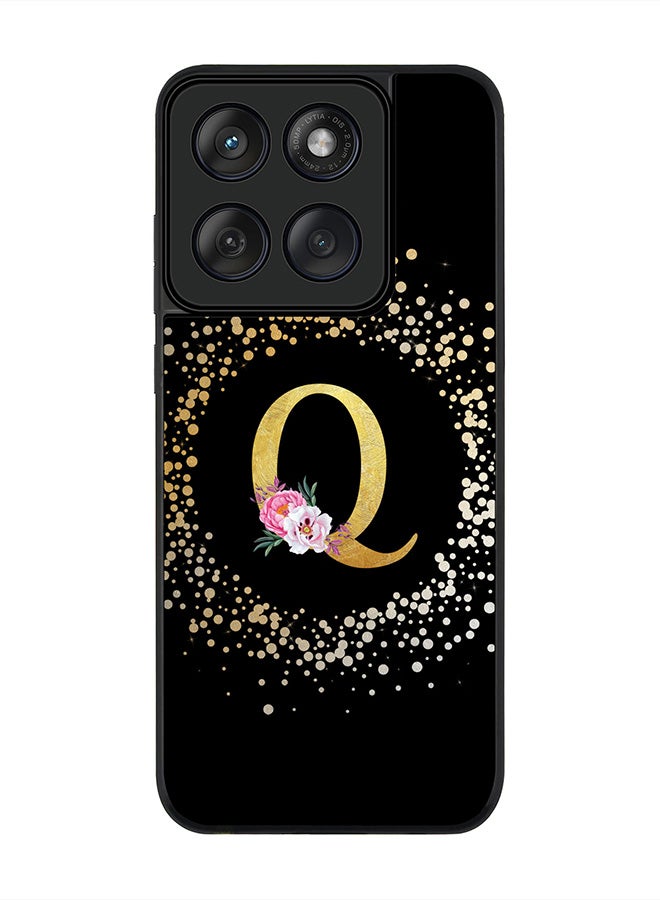 Stylizedd For Motorola MOTO Edge 60 Fusion/ Edge 60 Case,Slim fit Camera Protection, Shockproof Thin Phone cover  - Custom Monogram Floral - Q ( Black ) - Image 1
