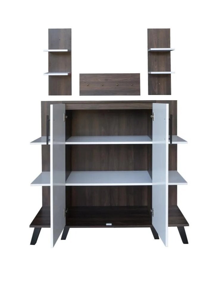 بيتي ركن قهوة مع أرفف معلقة - أبيض وبني - Image 4