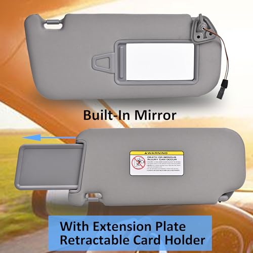 EKLN Sun Visor for Car Right Passenger Side Gray Sun Visor with Mirror Fit for Hyundai Elantra 2007-2010 Replace OE# 852022H0208M - Image 4