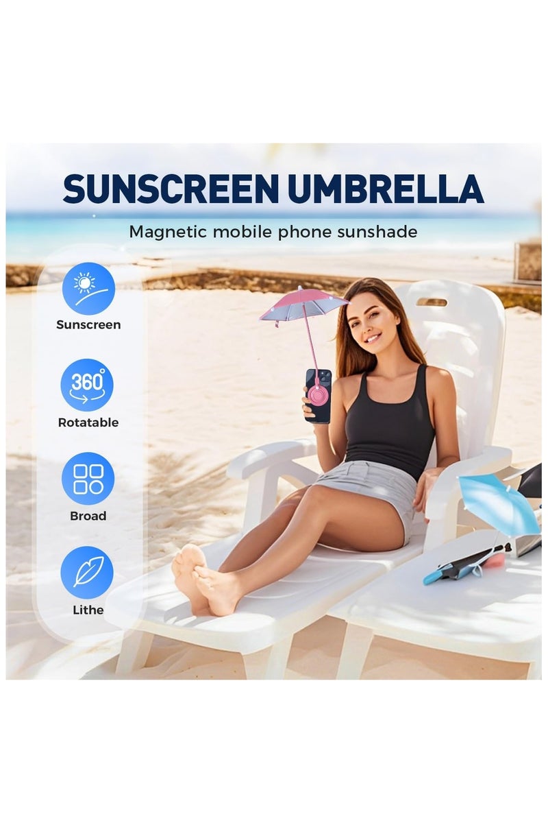 بلو فاير مظلة شمسية مغناطيسية لهاتفك المحمول – مظلة مقاومة لانعكاس الشمس للاستخدام الخارجي مع ذراع مرن قابل للتعديل، تصميم خفيف الوزن وقابل للطي للمشي والسفر والشاطئ - Image 5