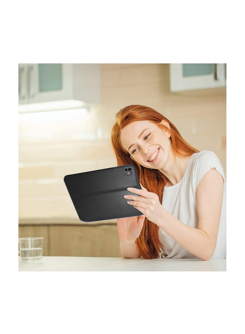 Wtech Apple iPad Pro 13 5G 2024 (7th Generation M4) 13 Inch / Apple iPad Pro 13-inch (M5) Classic PU Leather Trifold Stand Flip Case Cover - Black - Image 5