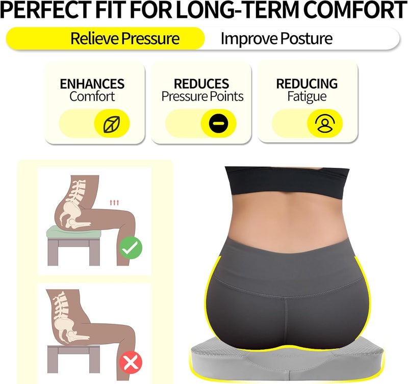 LARROUS Car Seat Cushion - Comfort Memory Foam Seat Cushion for Car Seat Driver, Tailbone (Coccyx) Pain Relief, Car Seat Cushions for Driving (Gray) - Image 3