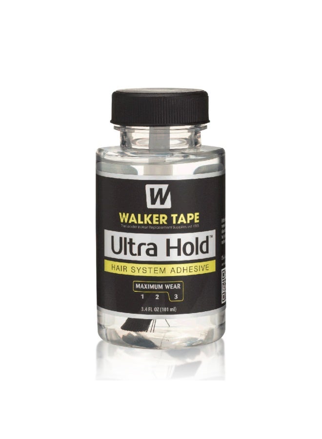 Walker Tape Ultra Hold Liquid Adhesive for Hair Systems – 3.4 fl oz Brush-On Bonding Glue – Strong Long Hold Wig Glue – Waterproof, Clear Drying, Skin-Safe Adhesive for Lace Wigs, Toupees & Extensions - Image 1