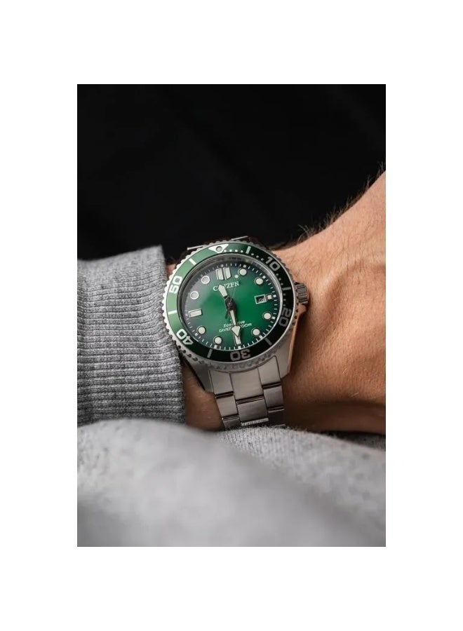 CITIZEN Eco‑Drive Promaster Diver BN0269‑50W, 40.6 mm Green Dial, Stainless Steel Bracelet, 200 m WR - Image 3