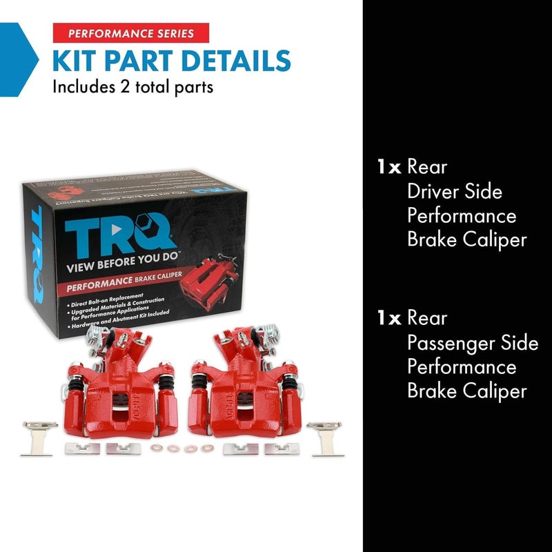 TRQ Rear Performance Brake Caliper Set Red for Acura Integra and Honda Civic - Image 2