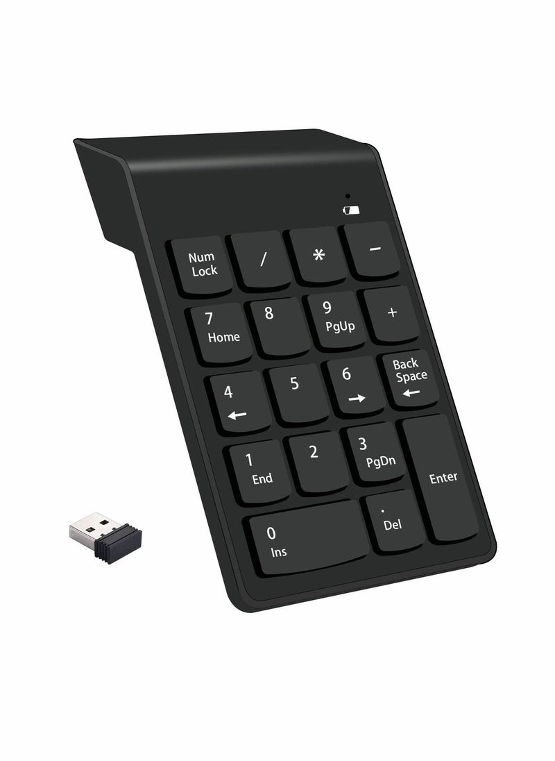 Generic - Wireless Silent Number Pad Portable Numeric Keypad Keyboard with Mini USB Receiver for Laptop Notebook, Desktop PC Computer, Compatible with Windows, 10 Million Keystrokes Life，10M Use Distance - Image 1