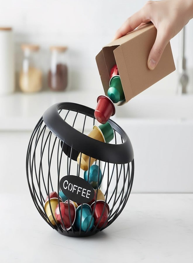 TOPZEA Coffee Pod Holder, Large Capacity Metal K Cups Holder Organizer Coffee Capsule Container Basket, Espresso Pods Storage for Counter, Bar Station Accessories, Black - Image 4