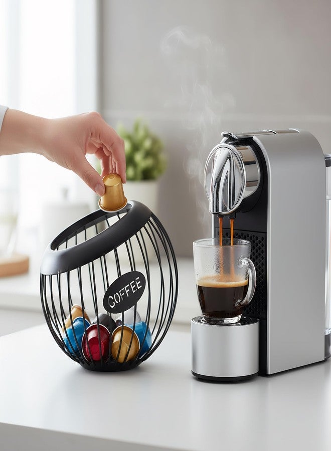 TOPZEA Coffee Pod Holder, Large Capacity Metal K Cups Holder Organizer Coffee Capsule Container Basket, Espresso Pods Storage for Counter, Bar Station Accessories, Black - Image 5