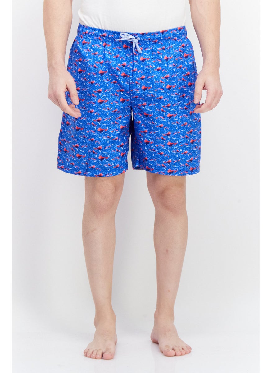Tailorbyrd Men Allover Print Board Shorts Swimwear, Blue Combo  - Image 1