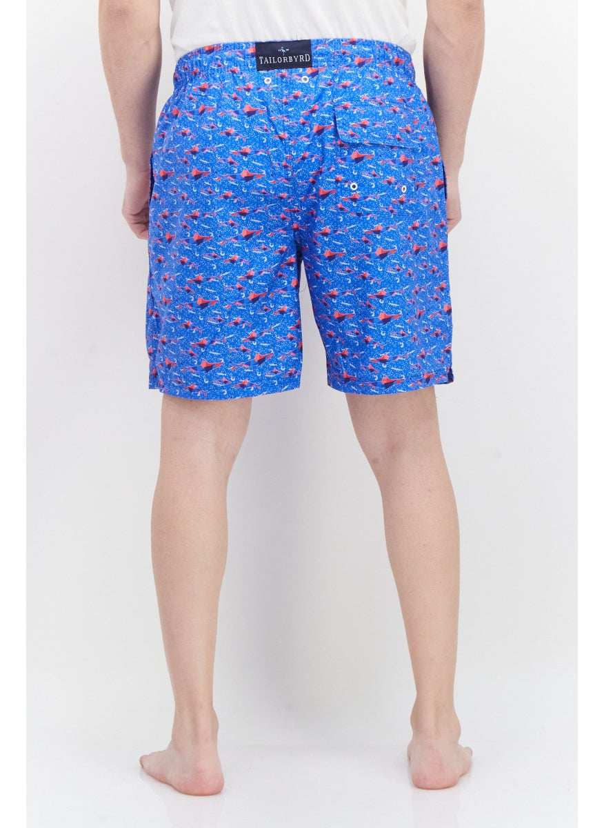 Tailorbyrd Men Allover Print Board Shorts Swimwear, Blue Combo  - Image 4