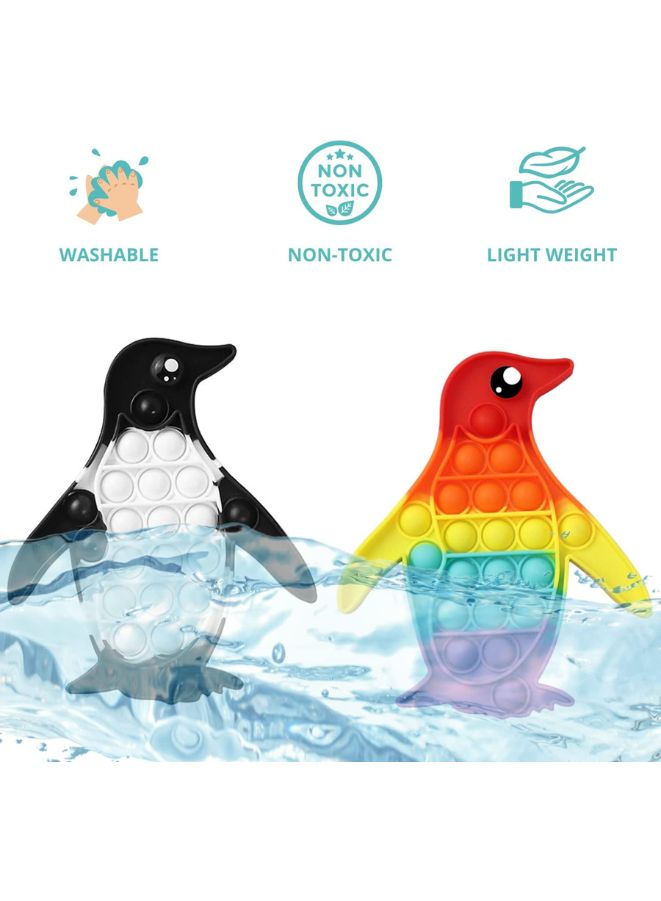 Push Pop Bubble Fidget Toy Silicone Animal Sensory Squeeze Toy Stress Relief Anti-Anxiety ADHD Autism Special Fidget Popper Gift for Kids and Adults Penguin A  - Image 3